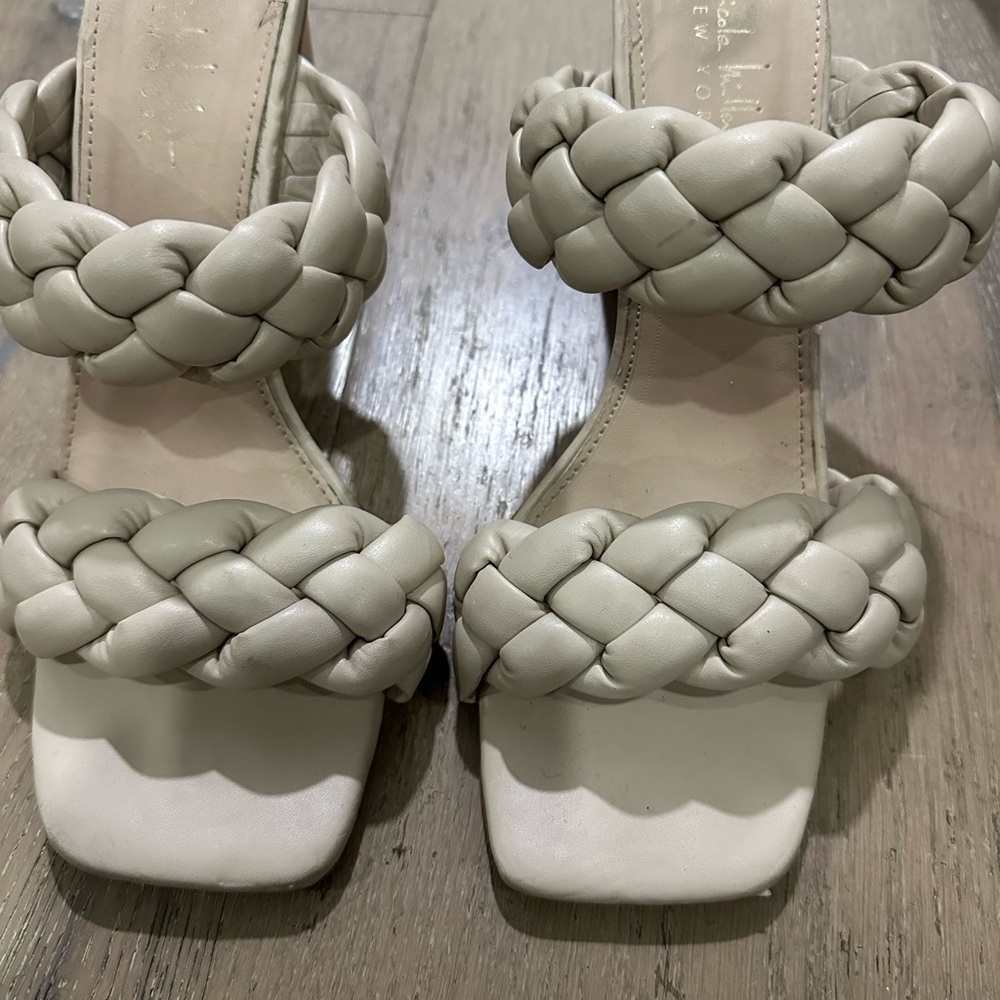 Elegant Braided Strap Sandals - Cream